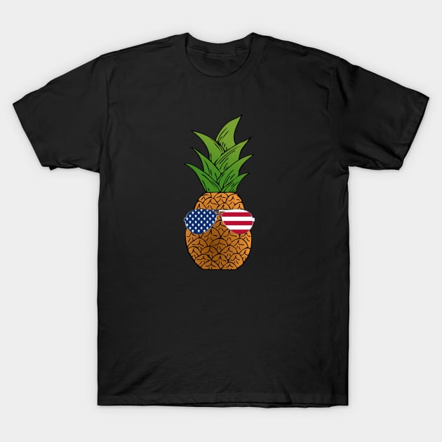 Funny Pineapple Sunglasses 4th of July T-Shirt by Lulaggio